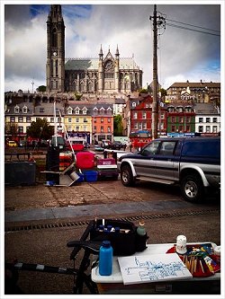 painting Cobh on the bike